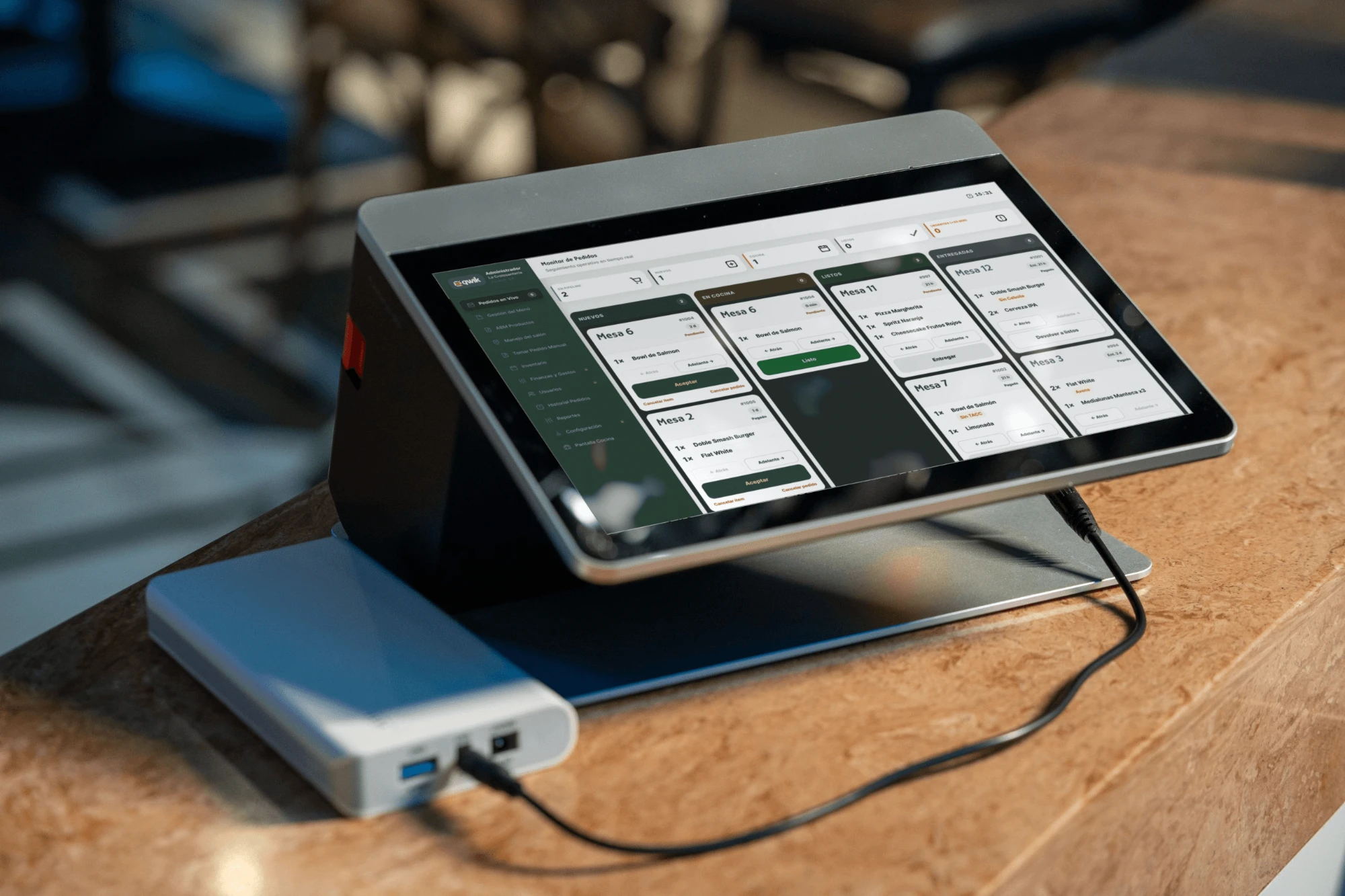 Pedidos en vivo de qwik en la tablet del local