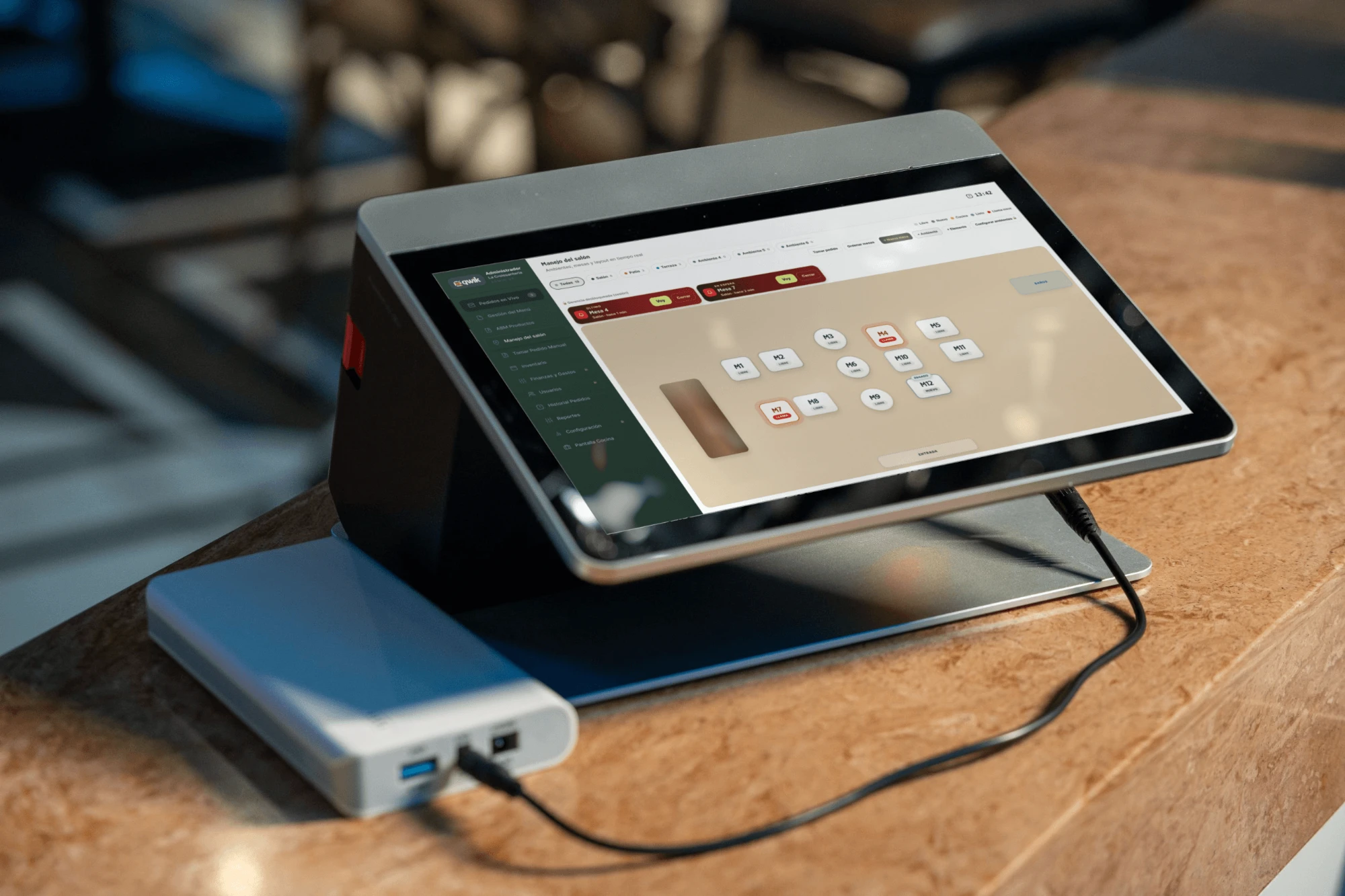 Mapa del salón de qwik en la tablet del local